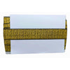Yellow and black patterned clutch bag on a white background