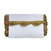 White card with gold decorative border on a white background