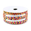 Spool of colorful braided ribbon on a white background