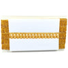 Gold lace table runner on a white background