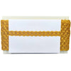 White card with gold decorative border on a white background
