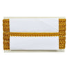 White card with gold decorative border on a white background