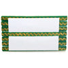Green and gold border with a white center on a white background