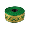 Roll of green and gold braided cable on a white background