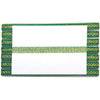 Decorative green and gold border on a white background