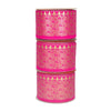 Stack of pink containers with gold geometric patterns on a white background