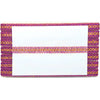 Decorative purple and gold beaded frame on a white background