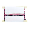 Decorative headboard with pink and purple accents on a white background