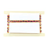 Decorative headboard with colorful patterns on a white background