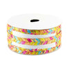 Spool of colorful braided ribbon on a white background