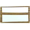 Decorative ribbon with blue and gold patterns on a white background
