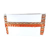 Decorative headboard with orange and white pattern on a white background