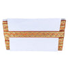 Decorative table runner with a geometric pattern on a white background