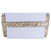Decorative envelope with gold and pink pattern on a white background
