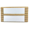 Clutch bag with jute strap and white interior on a white background