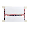 Decorative headband with red and black beads on a white background