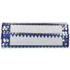 Blue clutch bag with gold sequins on a white background