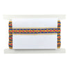 Decorative white box with colorful ribbon on a white background