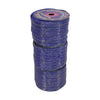 Stack of blue spools with a visible brand label on a white background
