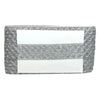 Gray textured clutch with a white interior on a white background