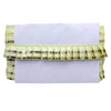 Clutch bag with ruffled design on a white background