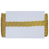 Gold clutch with a white card on a white background