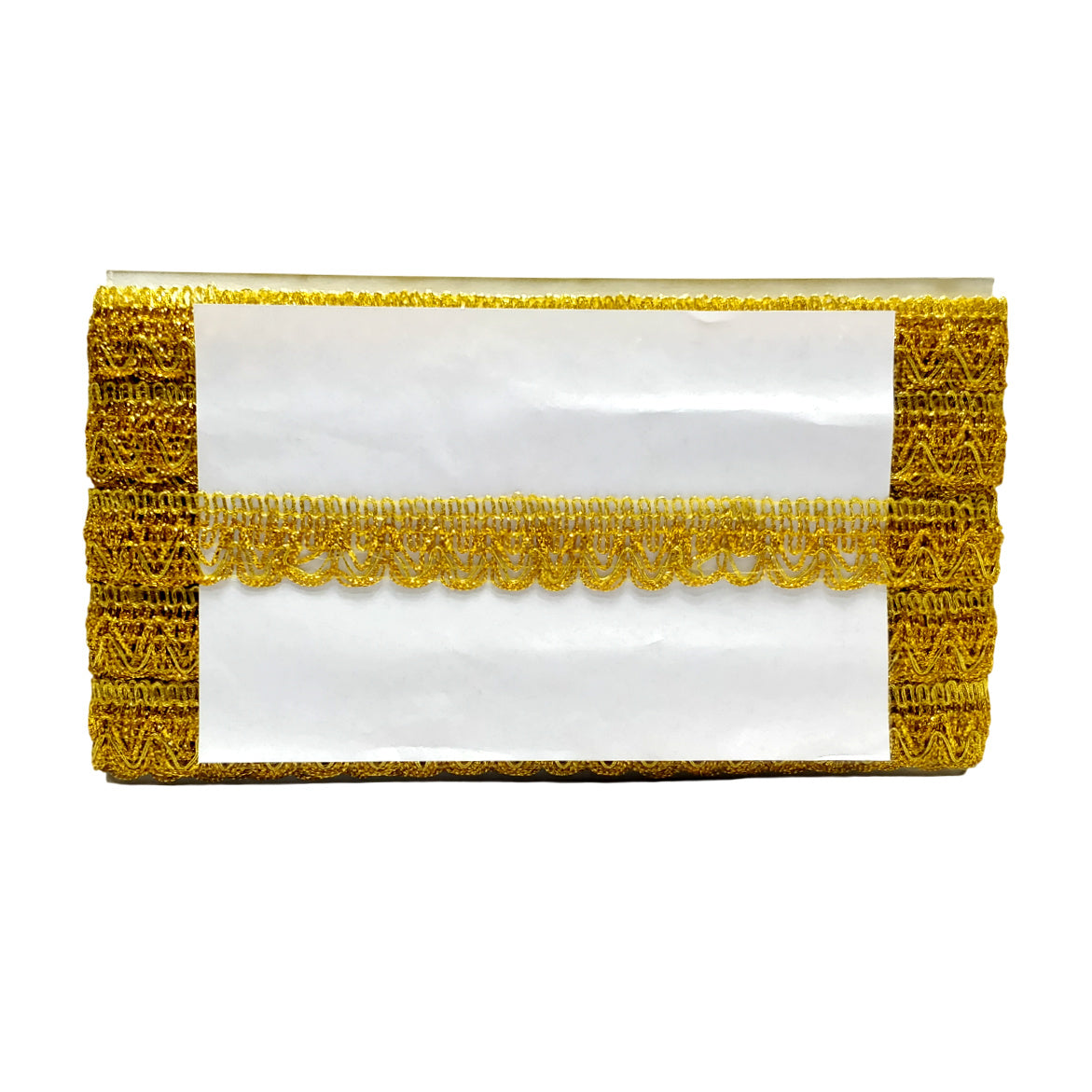 Kurlz 1.25 inch Fancy Antik Golden Glitter Dori with Zig Zag Pattern Lace for Lagan Patrika, Wedding Lehenga, Designer Blouse, Kurtis | Size: 20 yards