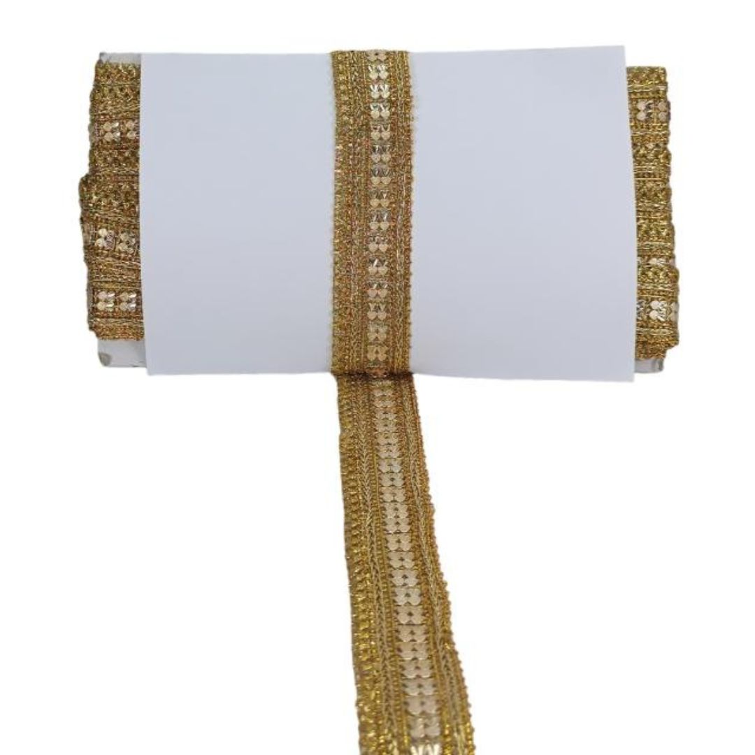 Gold decorative ribbon on a white background