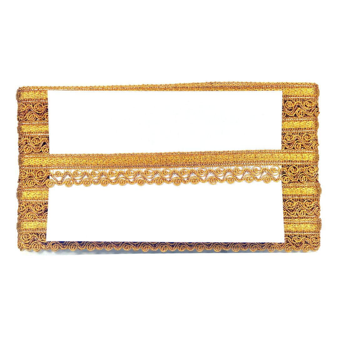 Decorative gold frame with intricate patterns on a white background