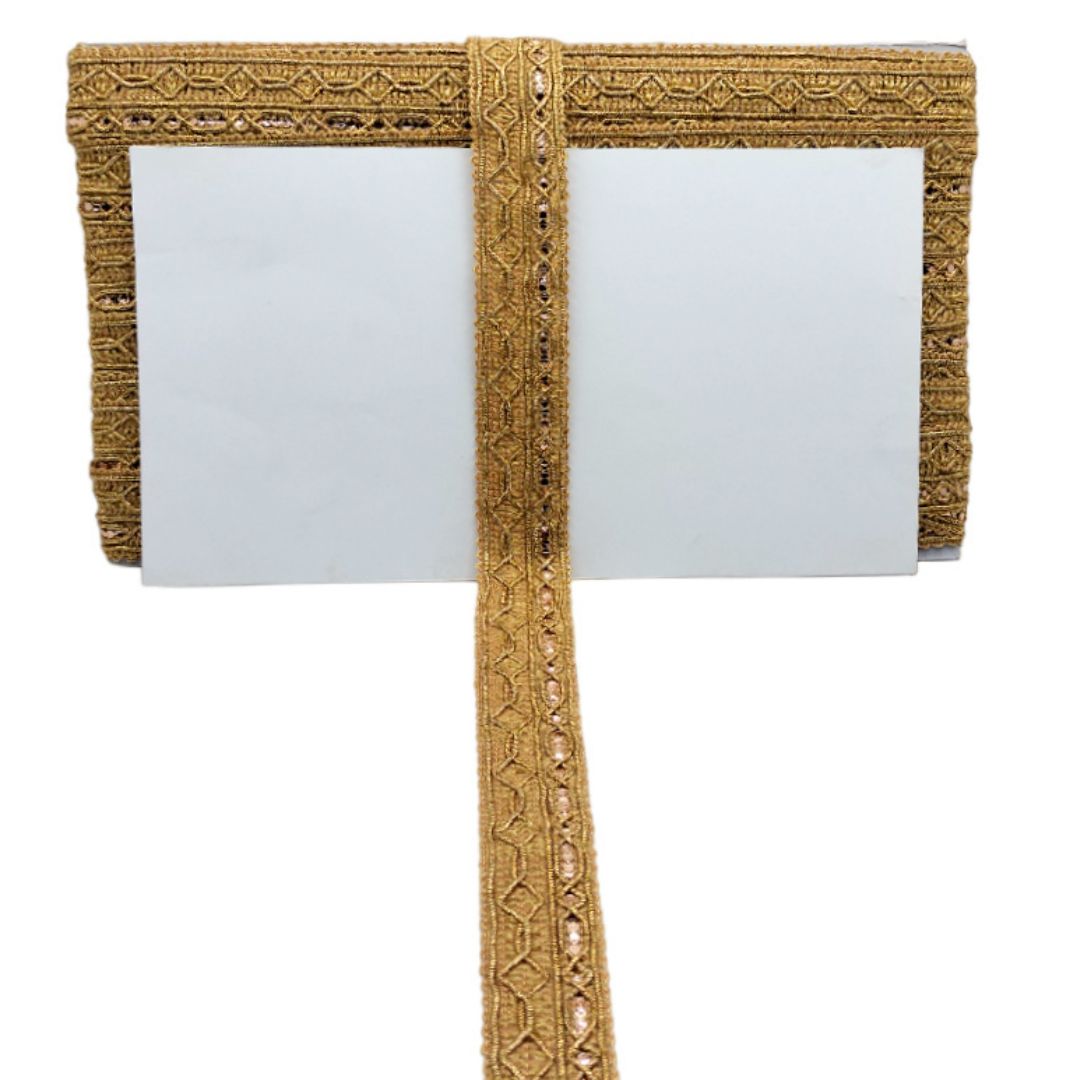 Decorative ribbon with intricate patterns on a white background