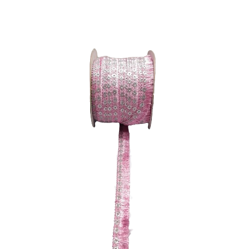 Baby Pink Jhalar Lace For Fashion Accessories and Saree Dress Only At Woven Lace & Border Reatilers and Manufactures In Surat