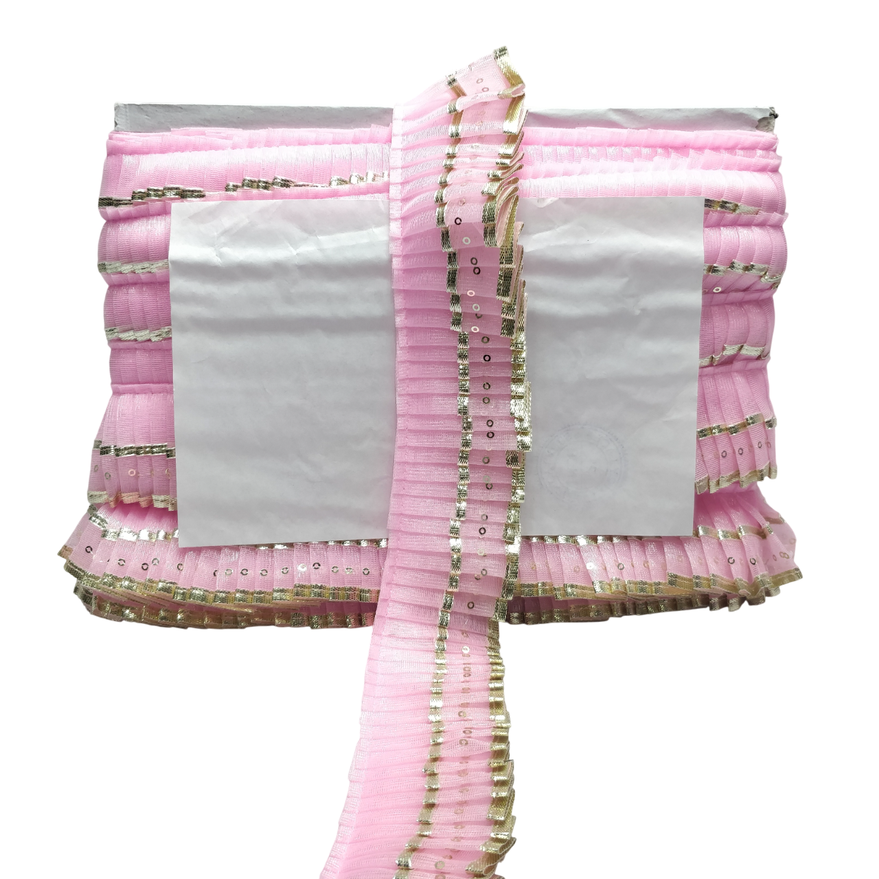 Baby Pink Silver Gota Frill Lace Border For Ghagra Only At Woven Lace & Border Reatilers and Manufactures In Surat