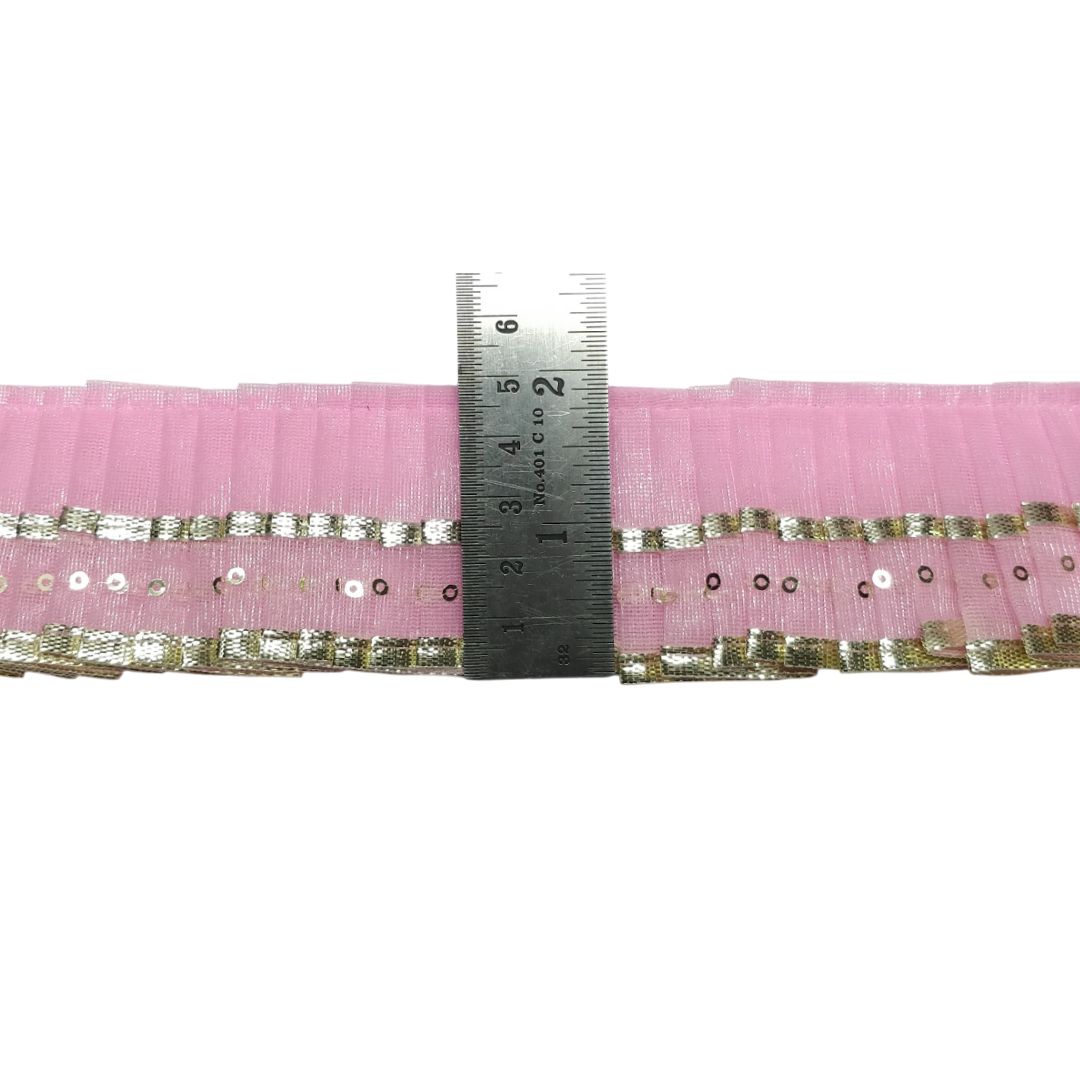 Baby Pink Silver Gota Frill Lace Border For Ghagra Only At Woven Lace & Border Reatilers and Manufactures In Surat
