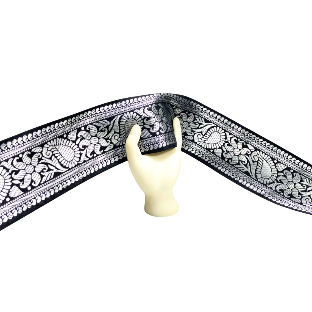 Black Banarasi Lace For Dupatta Decoration Only At Woven Lace & Border Reatilers and Manufactures In Surat