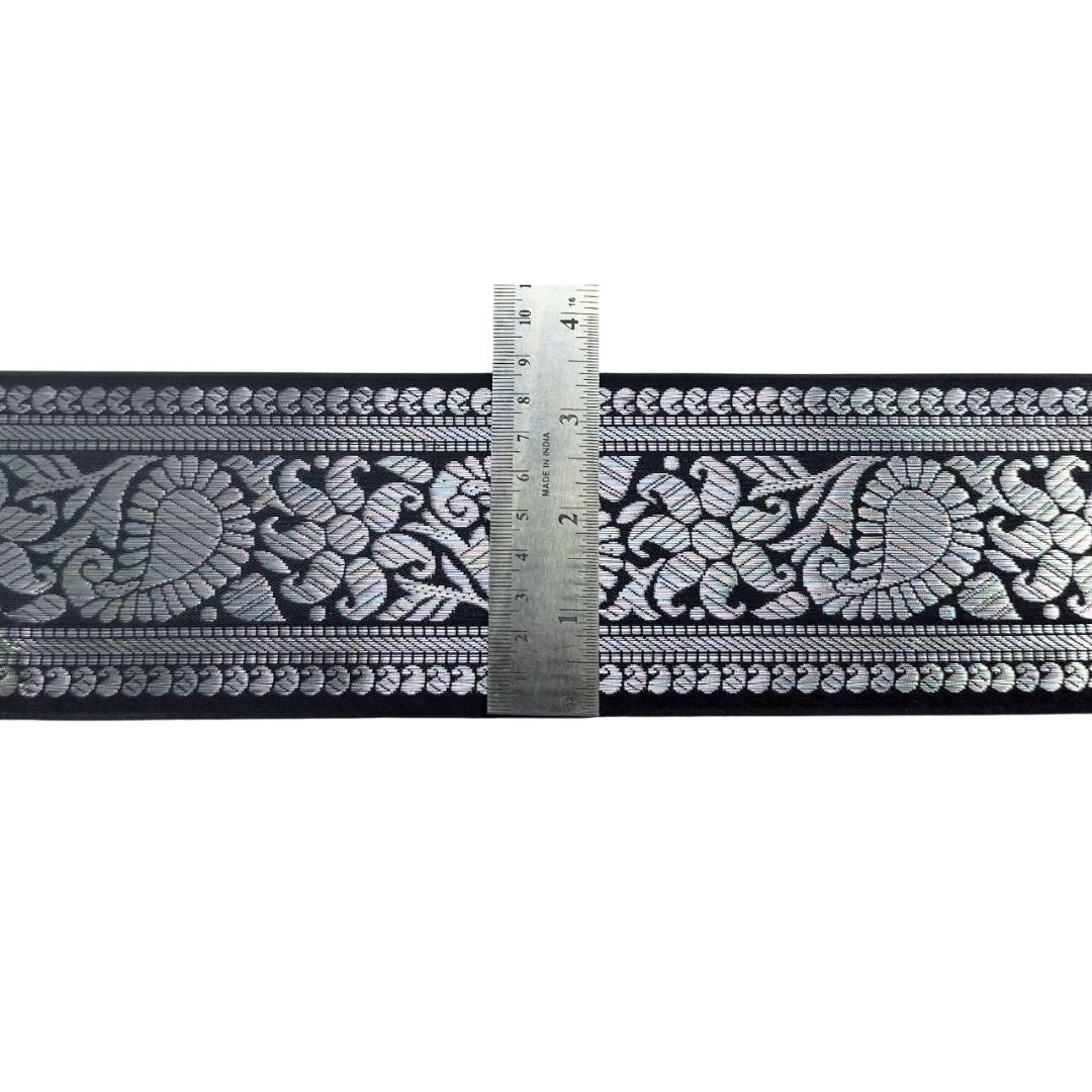 Black Banarasi Lace For Dupatta Decoration Only At Woven Lace & Border Reatilers and Manufactures In Surat