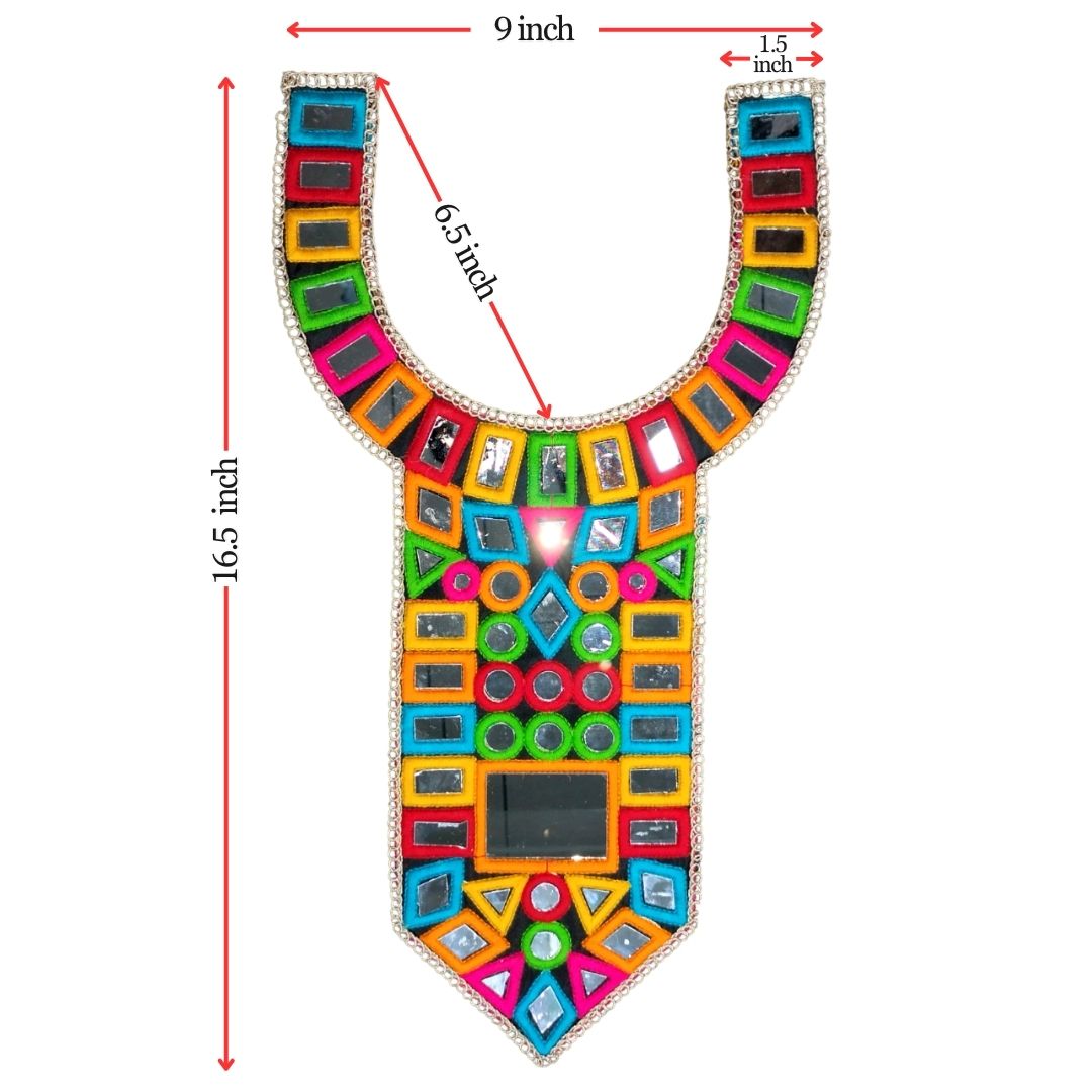Black Gala Patti Mirror Work Neck Only At Woven Lace & Border Wholsaler and Manufactures In Surat