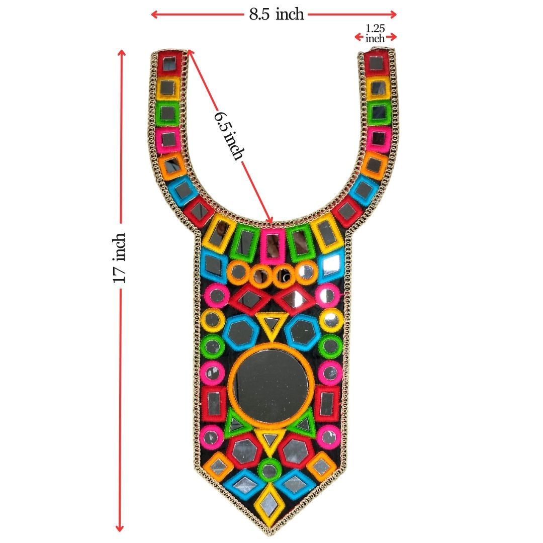 Black Round Mirror Kurti Neck Design Only At Woven Lace & Border Wholsaler and Manufactures In Surat