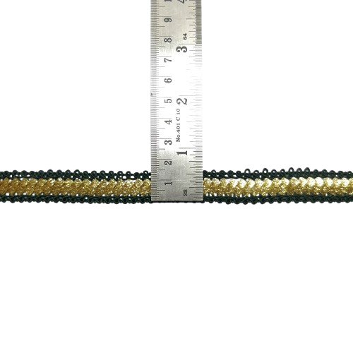 Bottle Green With Golden Sequins Lace For Fashion Accessories and Saree Dress Only At Woven Lace & Border Reatilers and Manufactures In Surat