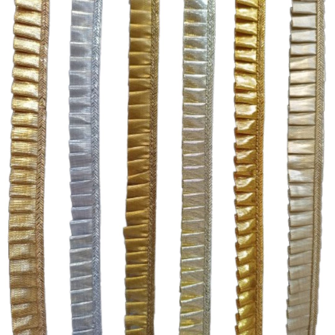 Kurlz 1 inch Exclusive Gota Patti Frill Lace for Bridal Dupatta, Wedding Saree & Lehenga, Party Dresses & Puja Aasan  | Size: 9 yards