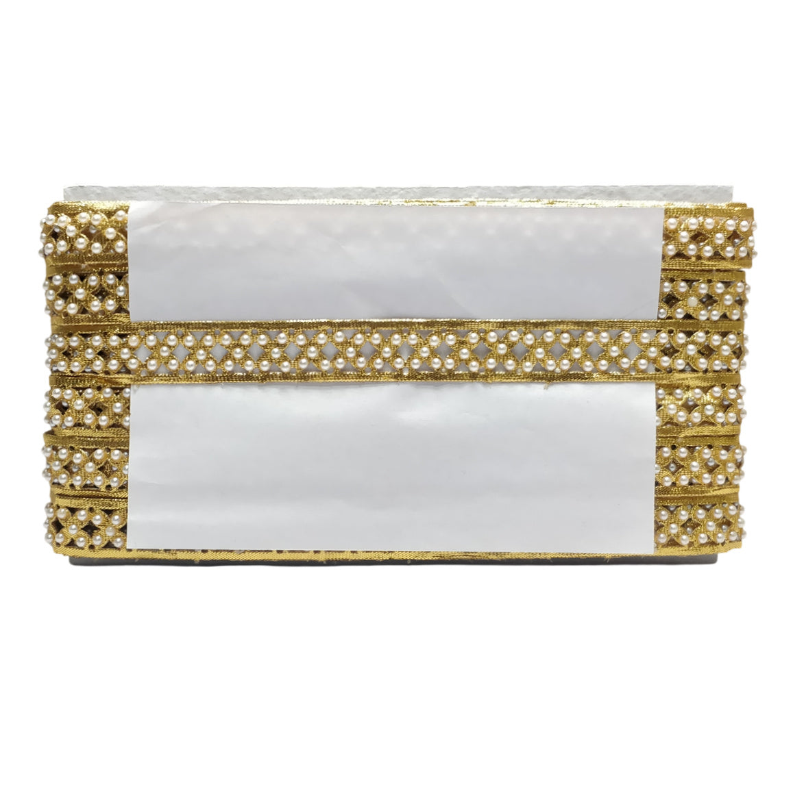 Kurlz 1 inch Designer Antik Golden with Pearl Cutwork Border For Saree, Singhasan, Jhula, Dandiya, Art & Craft | Size: 9 Yards