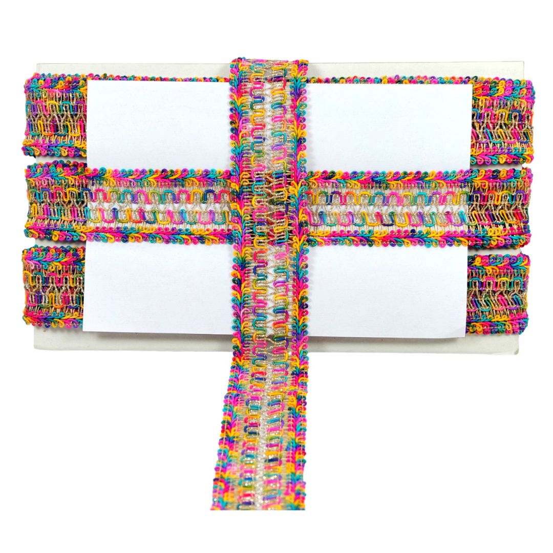 Colorful woven pattern on a white background