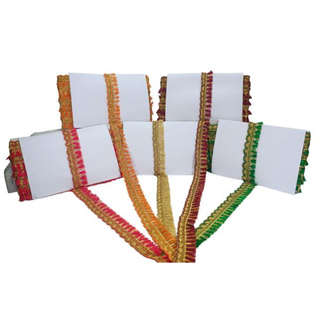 White paper with colorful decorative borders on a white background