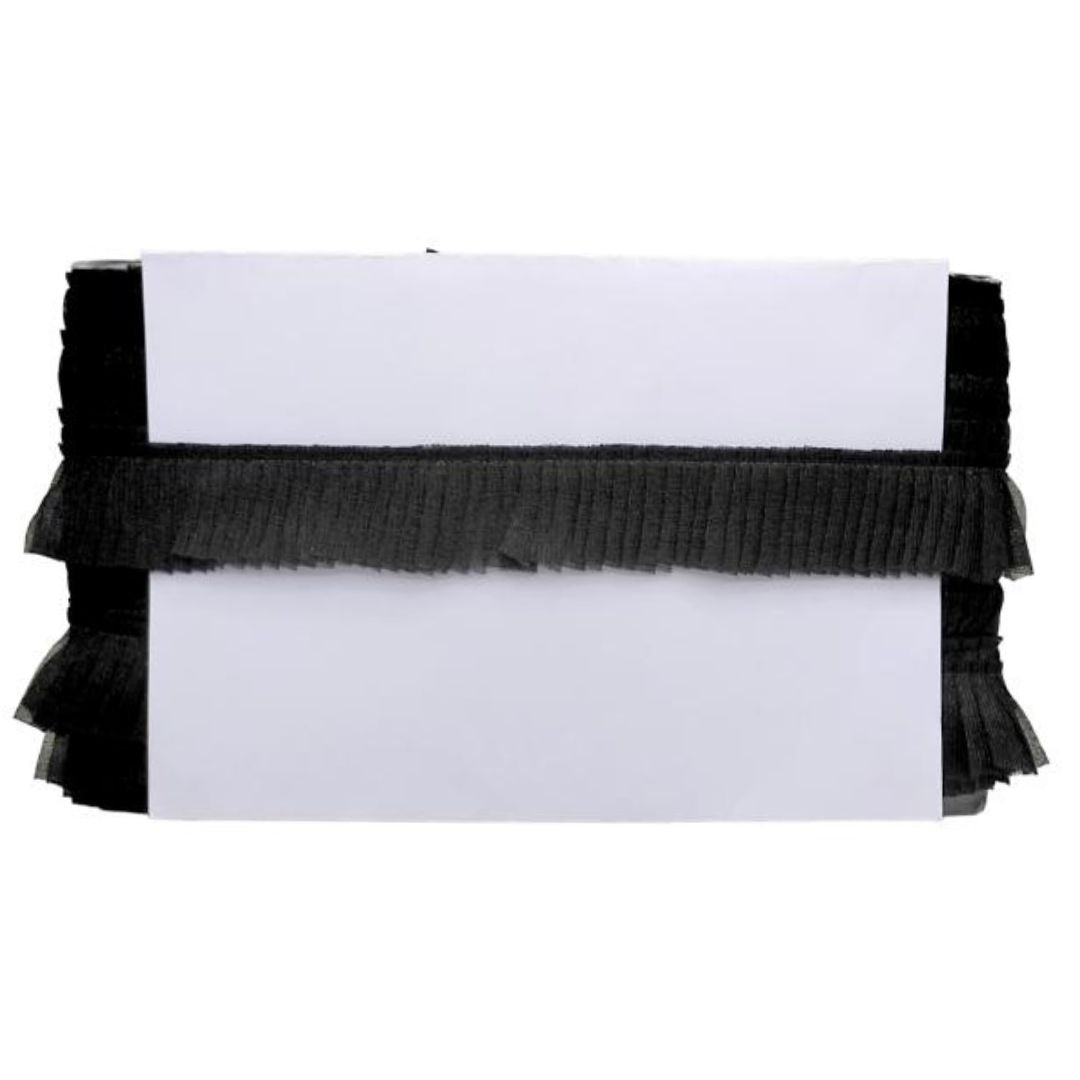 Two white cards with black fringes on a white background