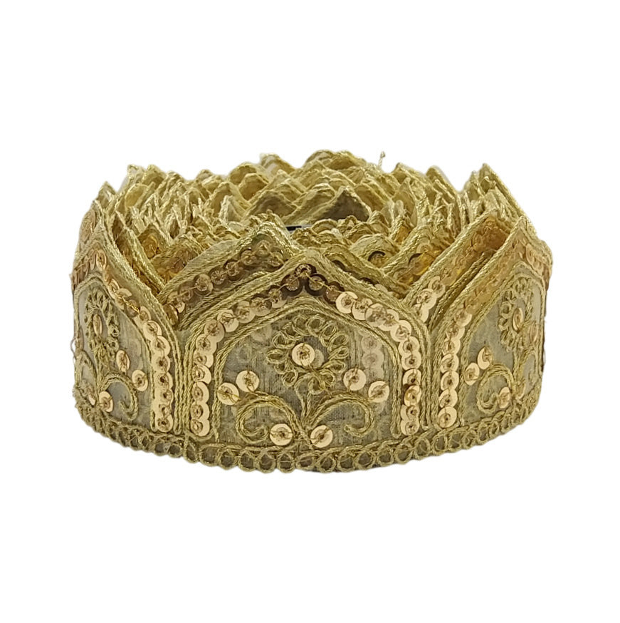 Kurlz 1.50 inch Fancy Embroidery Pankhi Border with Double Sequins for Wedding Dress, Bridal Dupatta, Cocktail Saree, Clutches | Size: 9 Yards