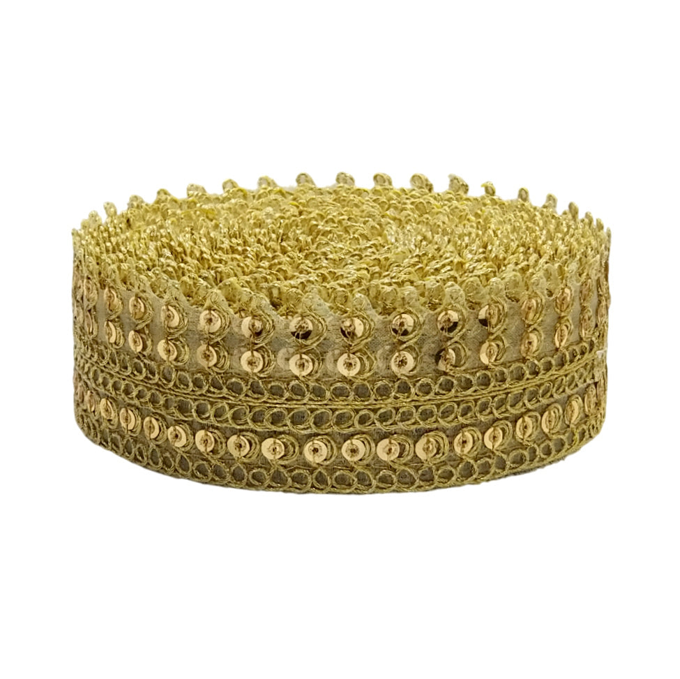 Kurlz 1.50 inch Best Embroidery Border with Double Sequins for Wedding Dress, Bridal Dupatta, Cocktail Saree, Clutches | Size: 9 Yards