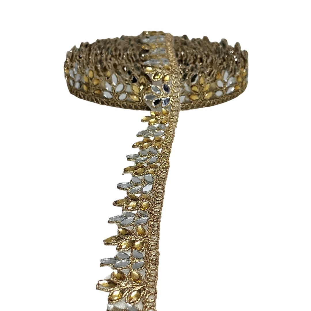 Gold and crystal headband on a white background