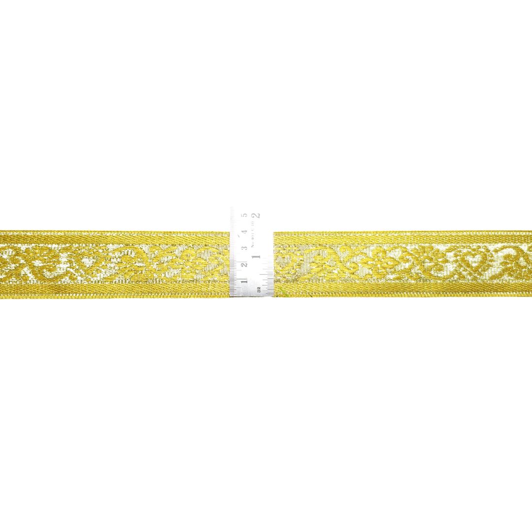 Golden Jacquard Lace For Wedding Gowns Only At Woven Lace & Border Reatilers and Manufactures In Surat