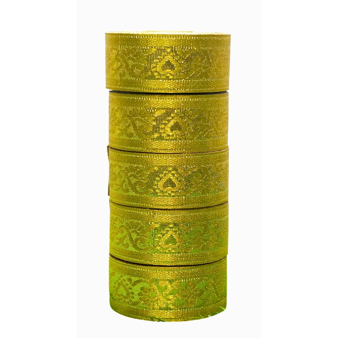 Golden Jacquard Lace For Wedding Gowns Only At Woven Lace & Border Reatilers and Manufactures In Surat