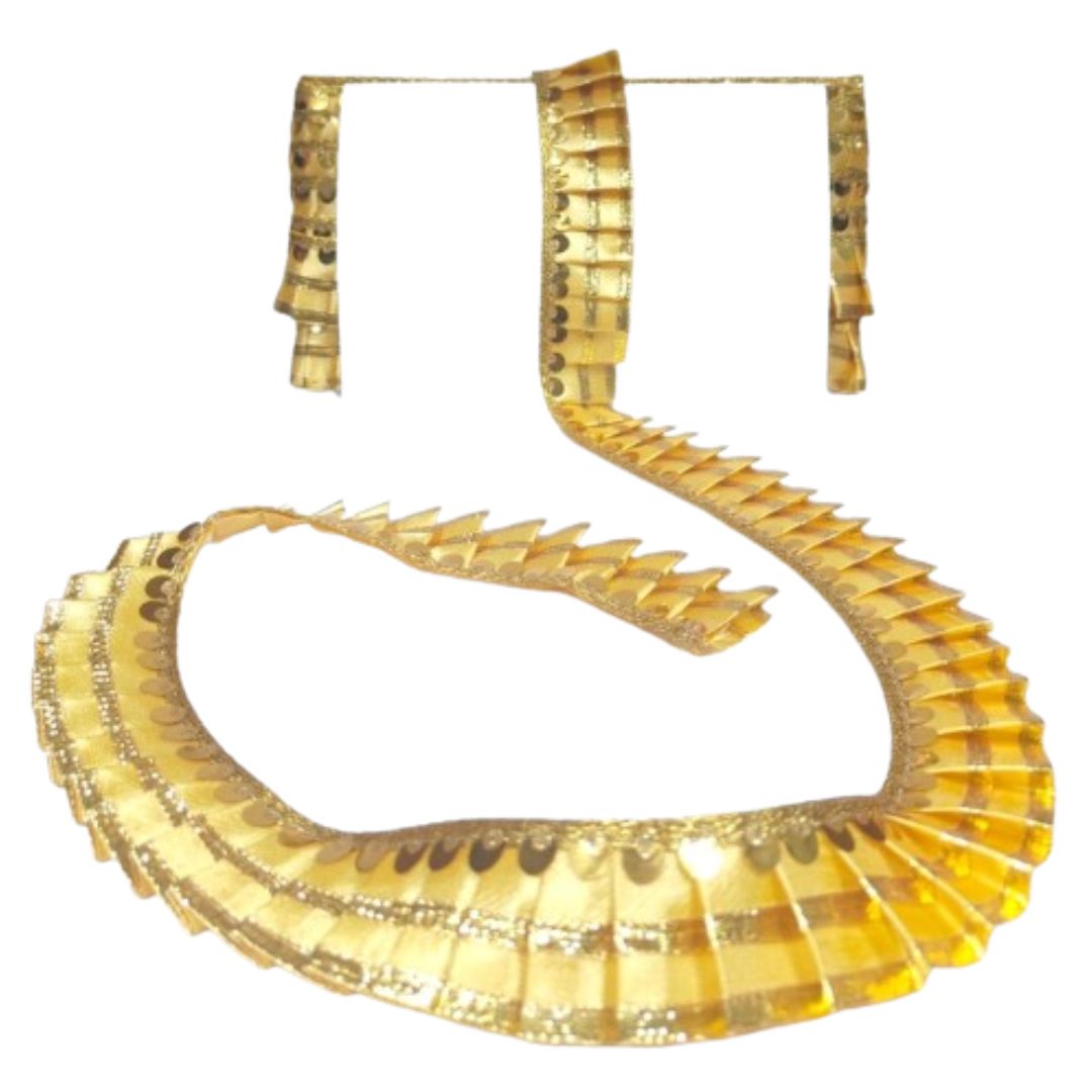 Gold necklace and earrings on a white background