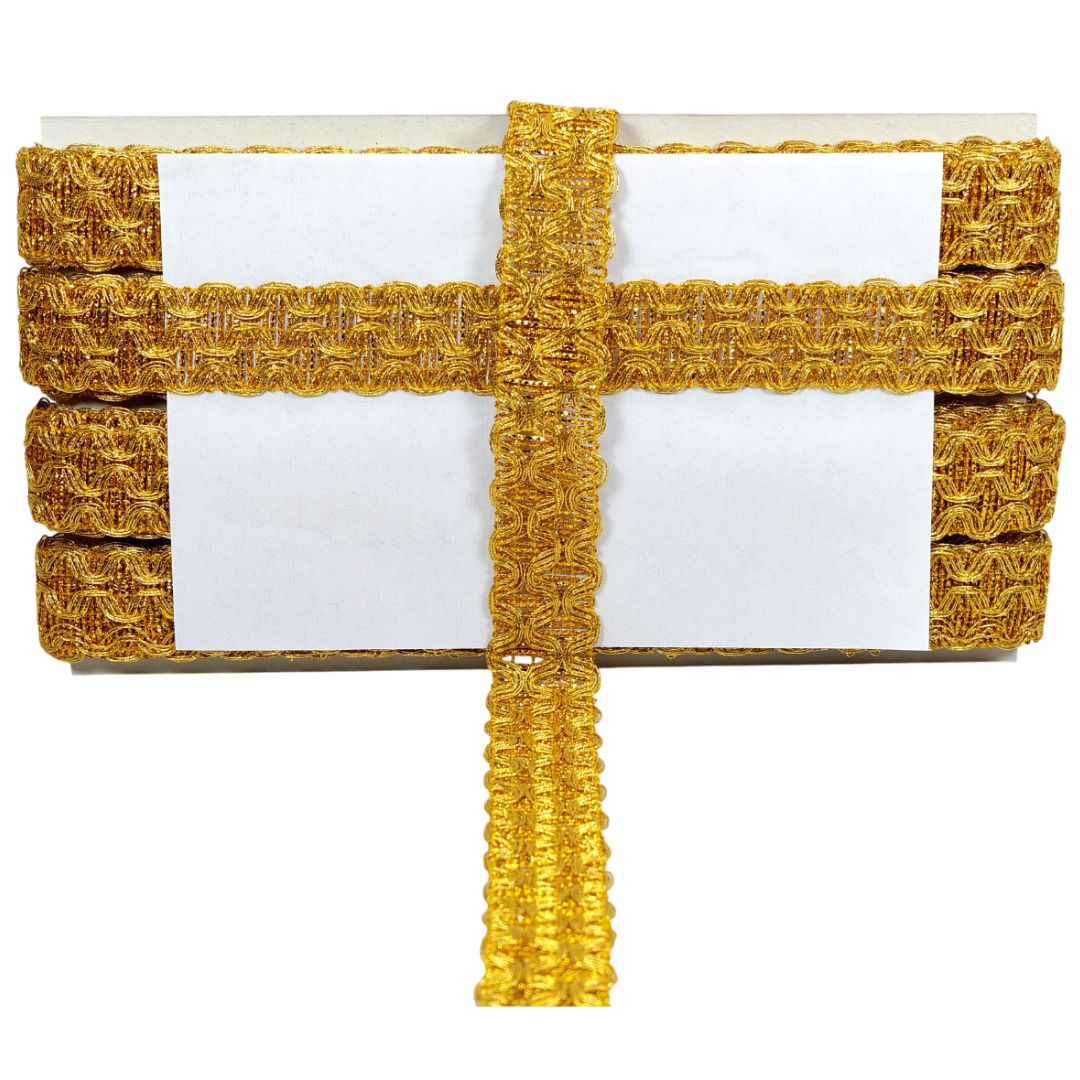 White card with gold decorative border on a white background